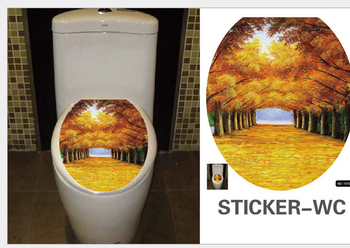 Dán toilet con đường mùa thu