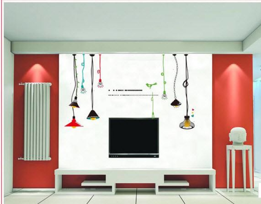 Decal dán tường chùm đèn đủ màu