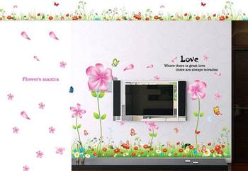 Combo vườn hoa hồng (hoa 5 cánh hồng + chân tường hoa và bướm 1)