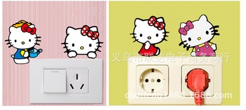 Decal dán tường ổ điện kitty 2 con