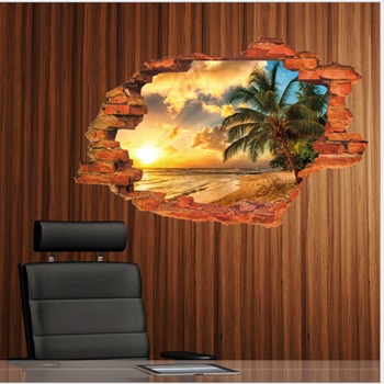 Decal dán tường Hiệu ứng 3D nắng chiều