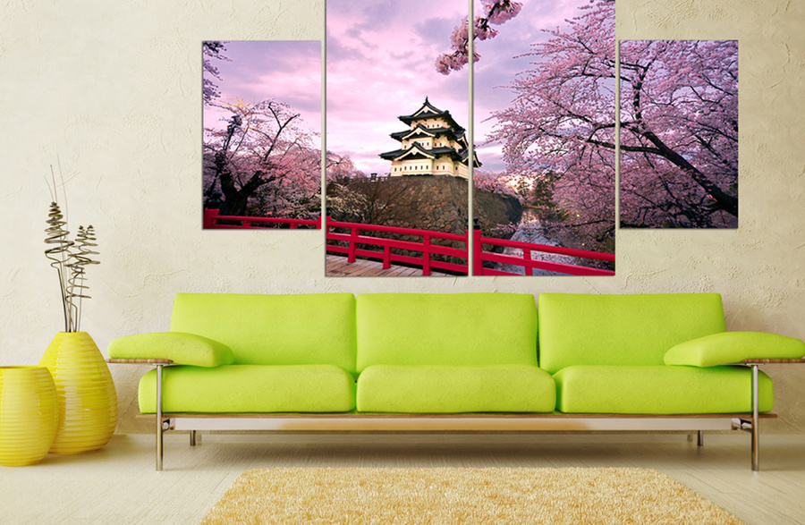 Tranh treo tường thành phố hoa anh đào