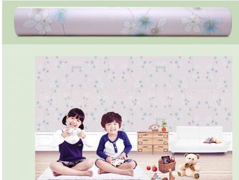 Giấy Decal cuộn hồng hoa trắng xanh