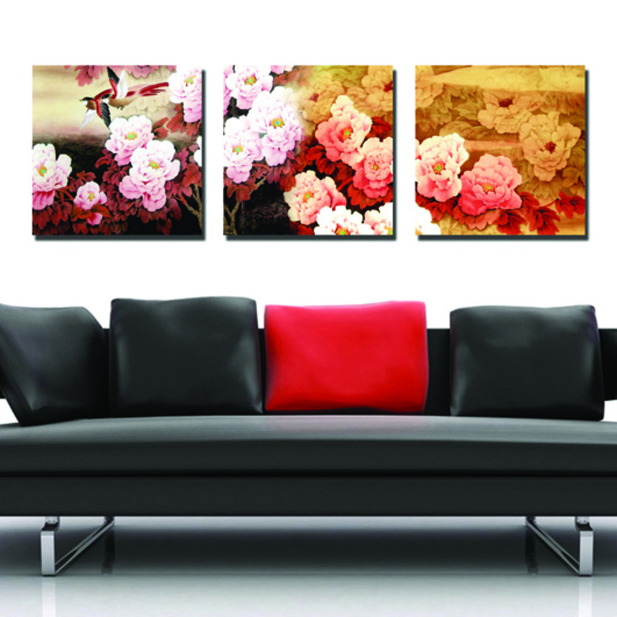 Tranh treo tường miêu tả hình ảnh hoa mẫu đơn hồng