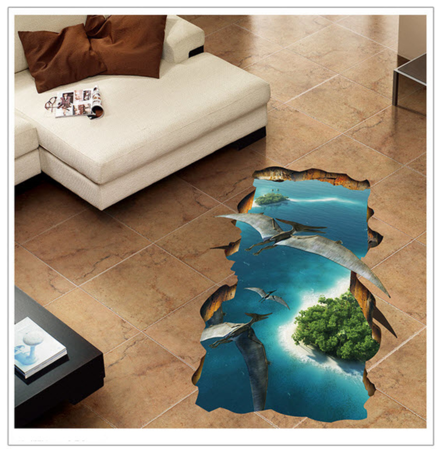 Decal 3D dán tưởng Biển Xanh