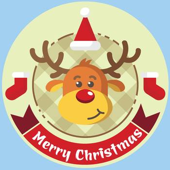 Decal dán tường Tuần lộc đội nón Noel (nền trắng đục)