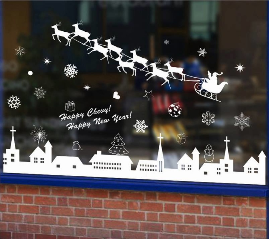 Ông già noel và đàn tuần lộc (nền trắng đục)