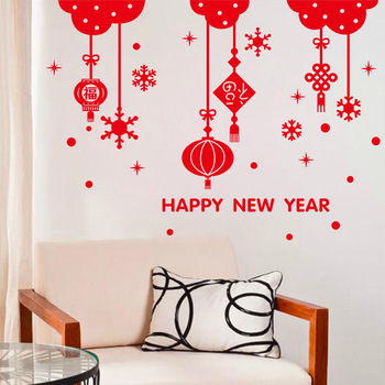 Decal lồng đèn bông tuyết tết