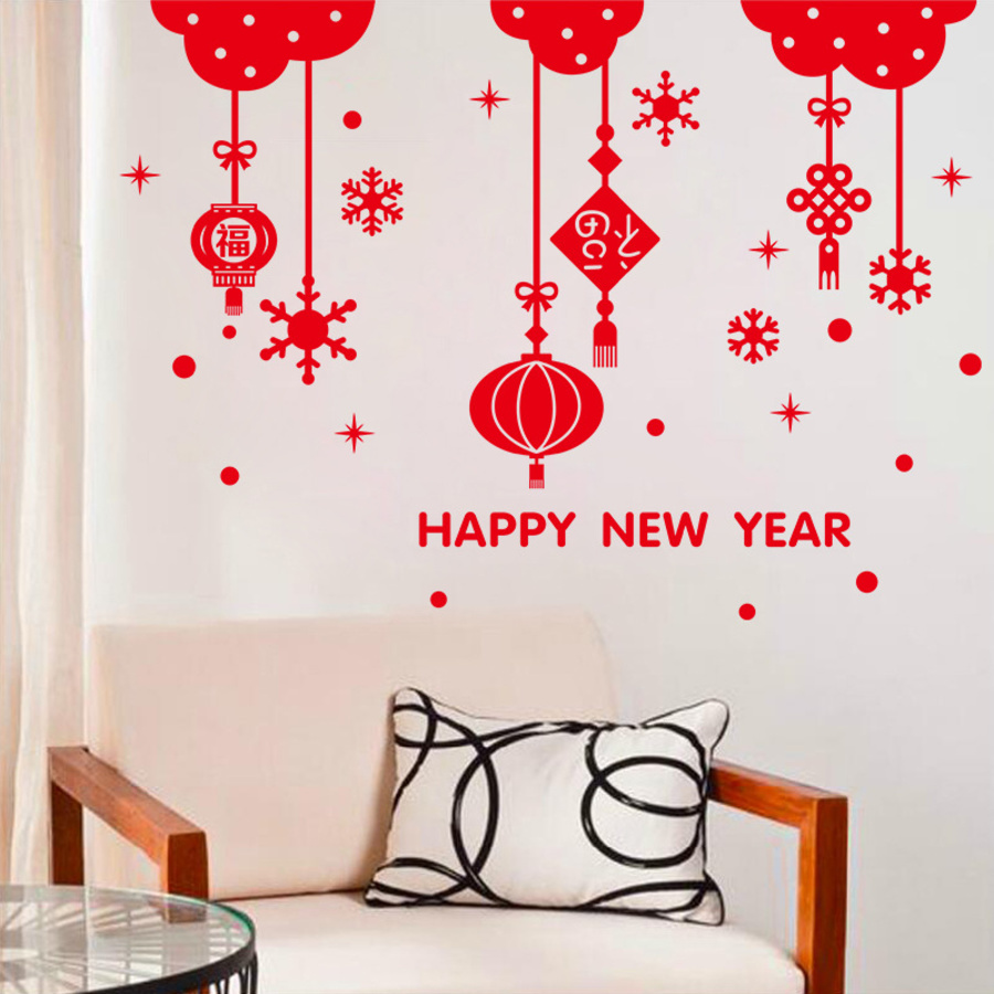 Decal lồng đèn bông tuyết tết