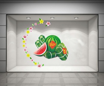 Decal Dưa Hấu Đỏ Và Bánh Chưng Xanh