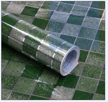 Decal dán bếp họa tiết ô vuông xanh 2