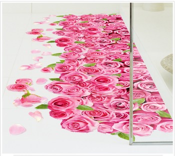 Decal 3D dán tường Thảm hoa hồng