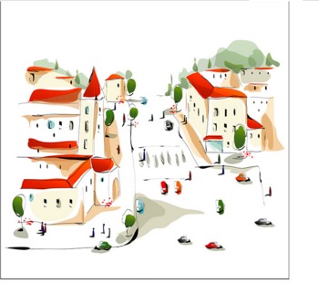 Decal kính mờ thành phố hoàng hôn