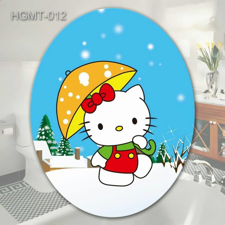 Dán toilet Kitty cầm dù