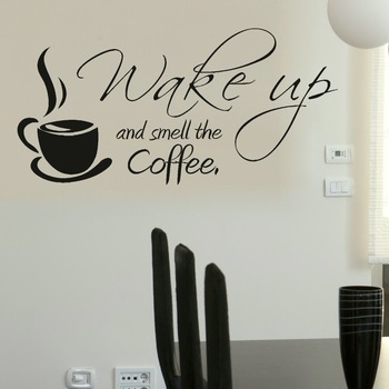 Decal dán tường wake up coffee