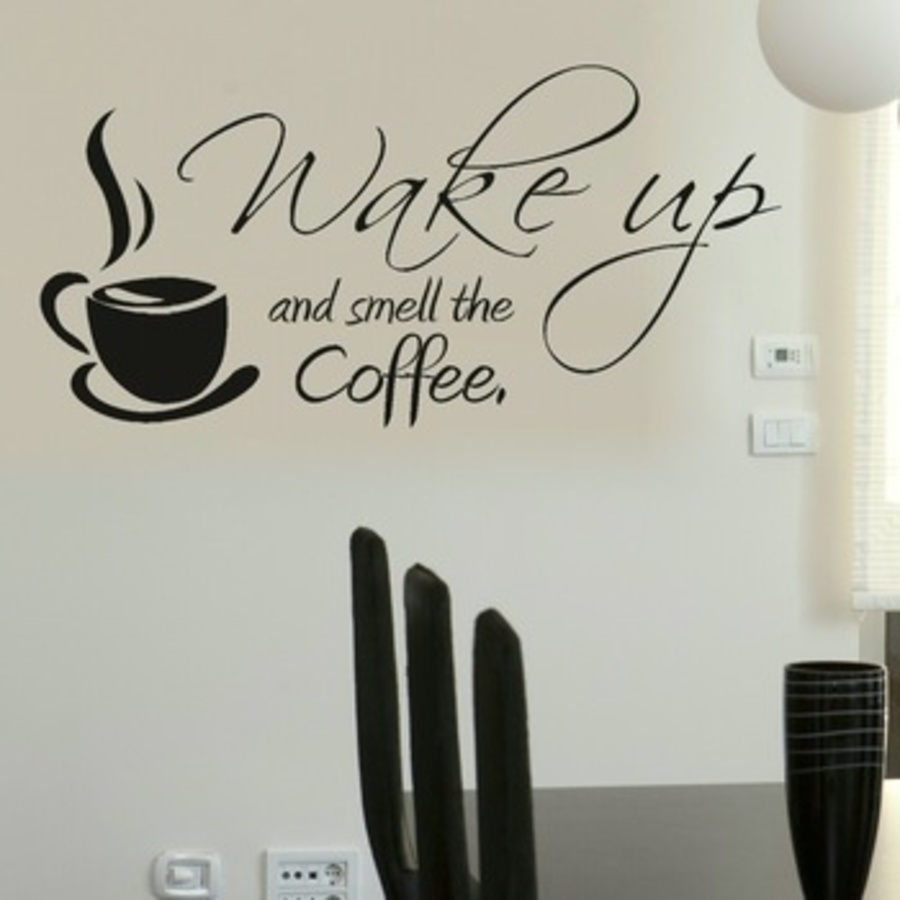 Decal dán tường wake up coffee