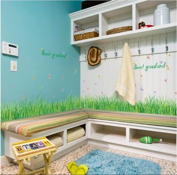 Decal chân tường cỏ xanh 5