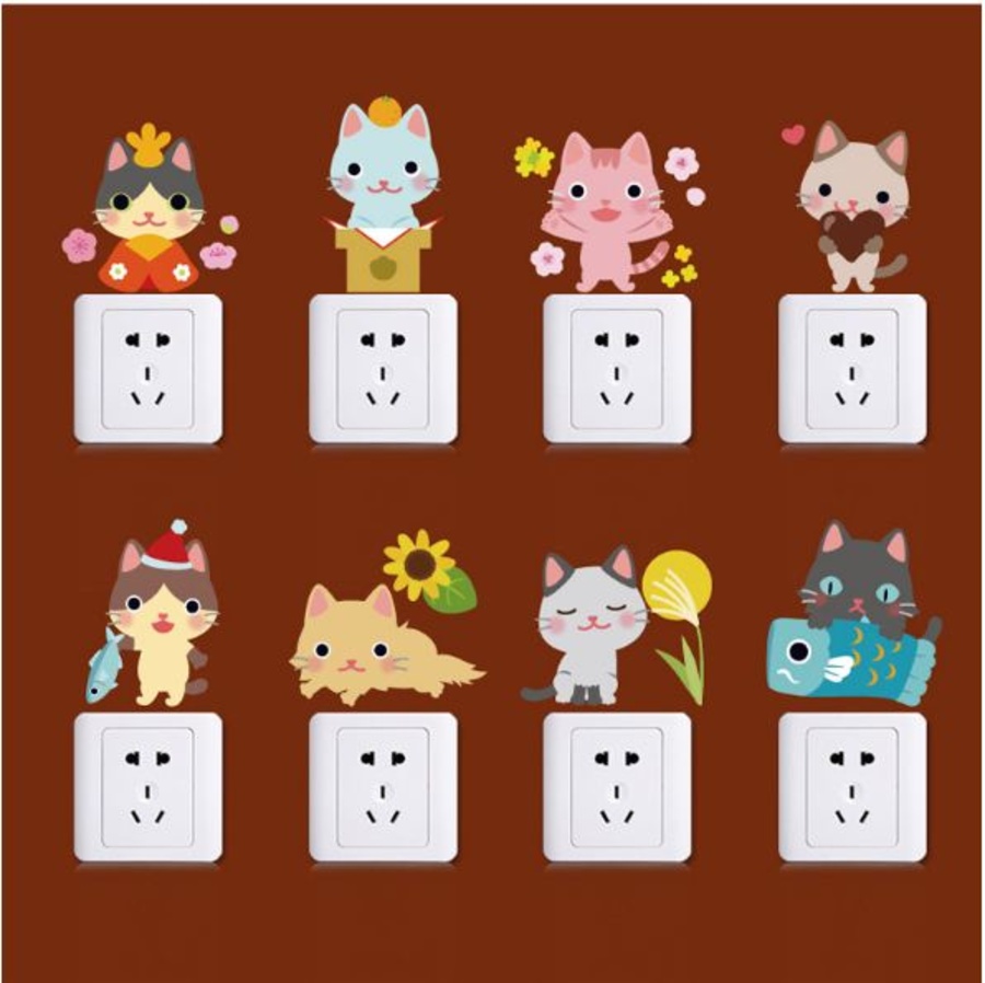 Decal ổ điện đàn mèo vui nhộn 2