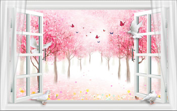 Tranh Dán Tường Cửa Sổ Rừng Cây Cổ Tích