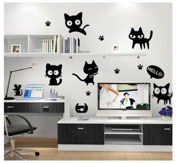 Decal mèo đen hài hước