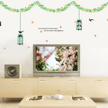 Decal hai lồng chim xanh 2