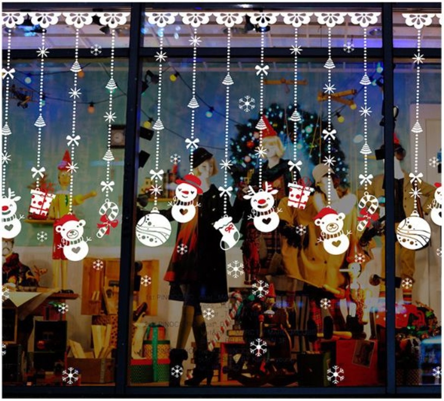 Decal trang trí noel dây treo người tuyết Noel