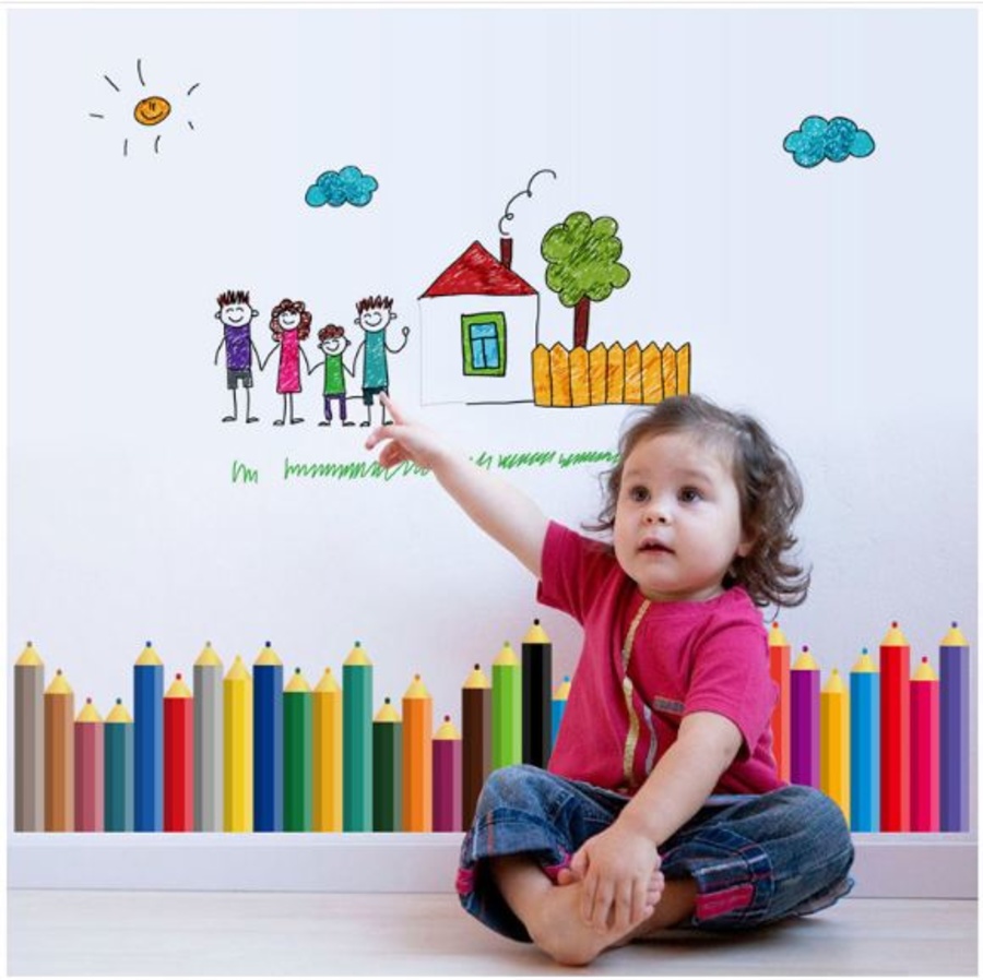 Decal chân tường bút chì màu 3