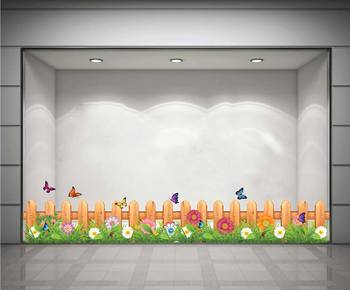 Decal tết chân tường hàng rào hoa cúc đồng tiền đa sắc