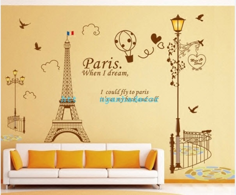 Decal dán tường Combo Cây đèn 3   Tháp to 3