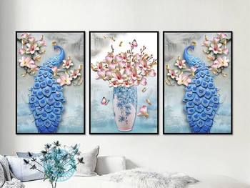 Tranh treo tường 3d chim công khoe sắc 3