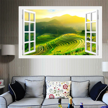 Tranh dán tường cửa sổ ruộng bậc thang