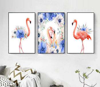 Tranh treo tường hồng hạc và hoa