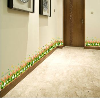 Decal chân tường hàng rào hoa trắng