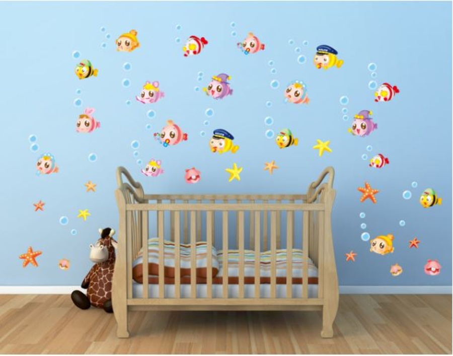 Decal đàn cá sắc màu 3