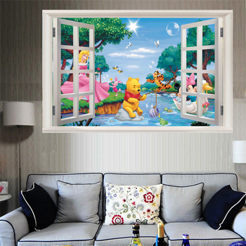 Tranh dán tường cửa sổ vườn thú tinh nghịch