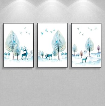 Tranh Phong Cảnh 3D Treo Tường Hươu Xanh Và Thiên Nhiên