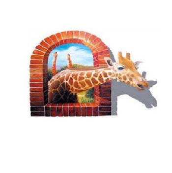 Decal 3D dán tường Hươu cao cổ