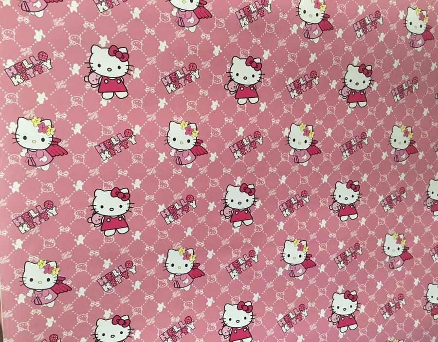 Giấy decal cuộn hello kitty hồng 2 khổ 0.9m