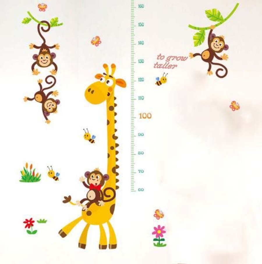 Decal dán tường thước đo hươu vàng 3