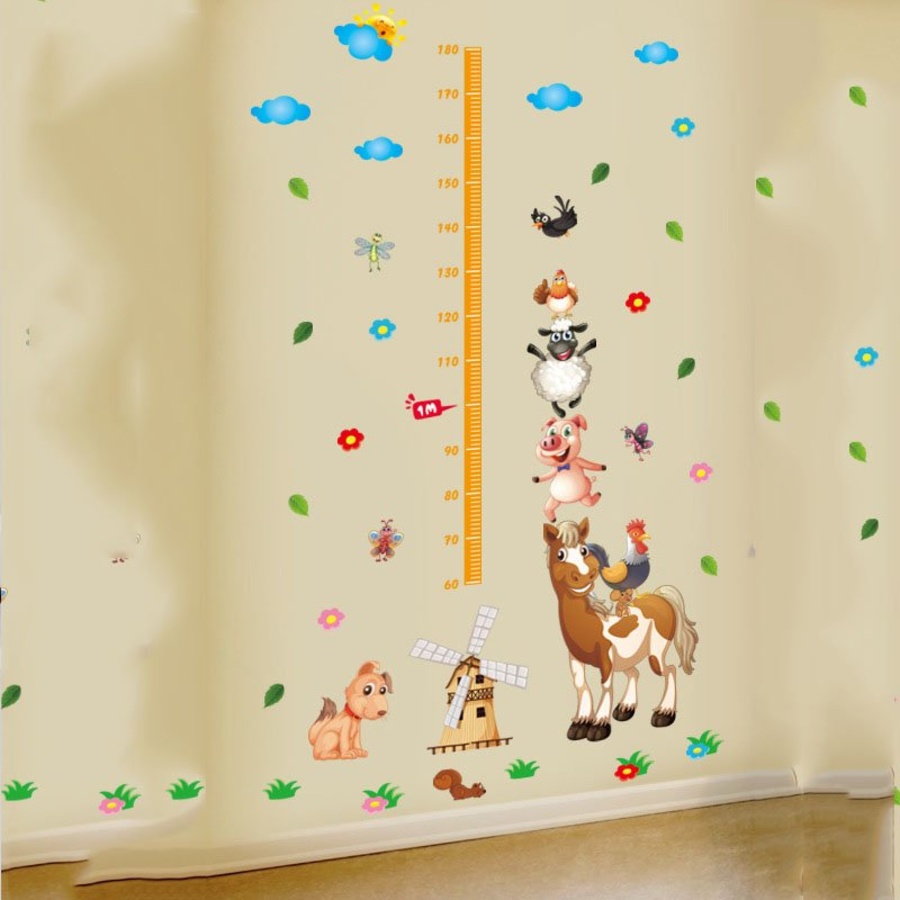 Decal dán tường thước đo động vật