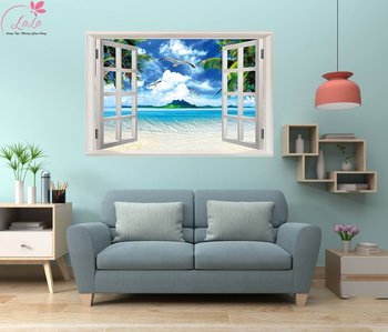 Tranh cửa sổ biển xanh 5
