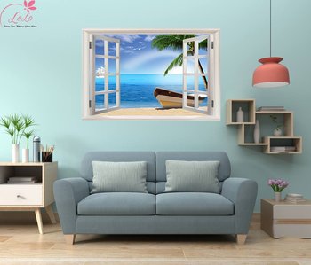 Tranh cửa sổ thuyền và biển