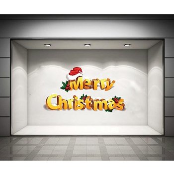 Decal dán tường Merry Christmas và nón Noel 2