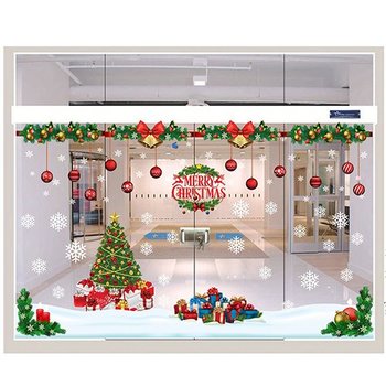 Decal dán tường combo cây thông noel và hộp quà