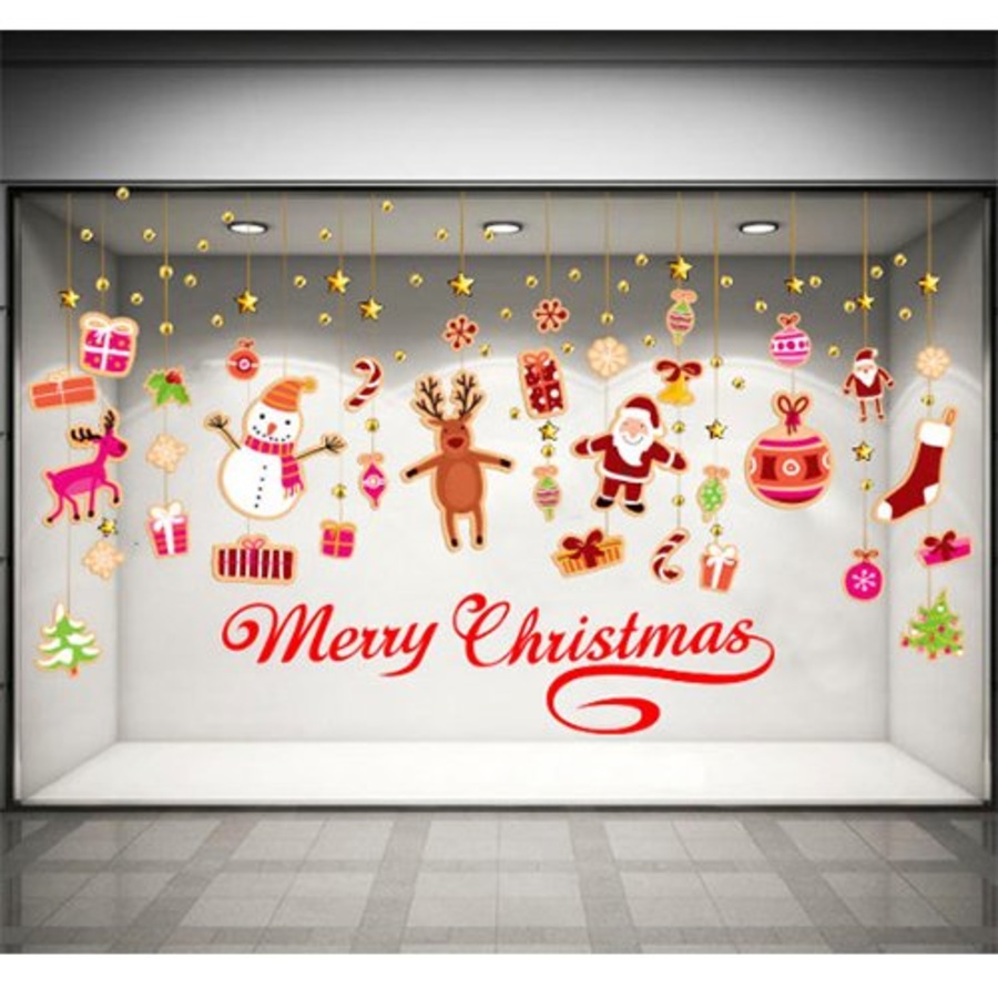 Decal dán tường Merry christmas và dây treo Noel