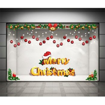 Decal dán tường Combo Merry christmas và dây treo quả cầu Noel