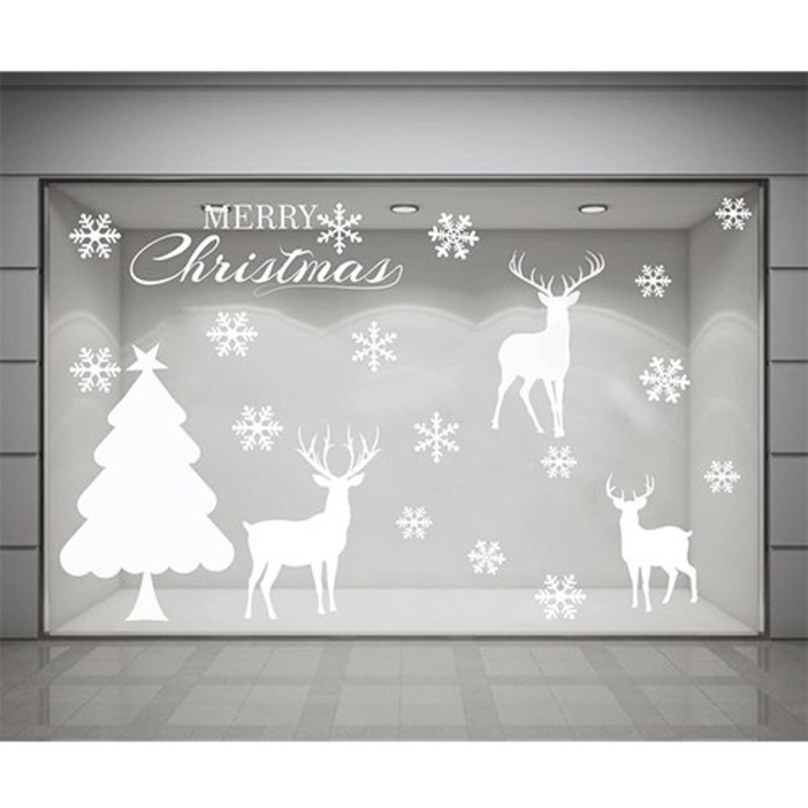Decal dán tường Cây thông Noel và tuần lộc