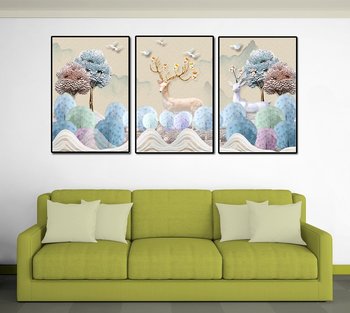 Tranh treo tường Hươu và cây nghệ thuật