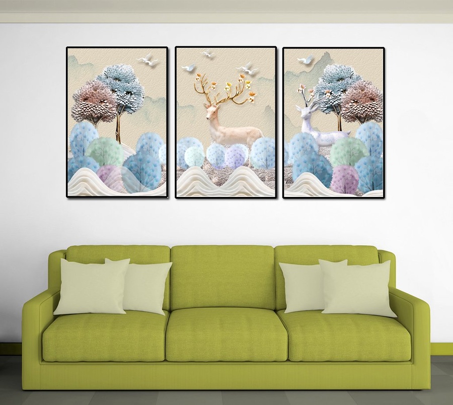 Tranh treo tường Hươu và cây nghệ thuật
