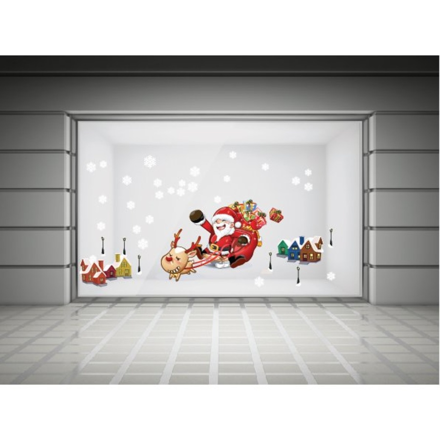 Decal dán tường ông già Noel và thành phố tuyết 2